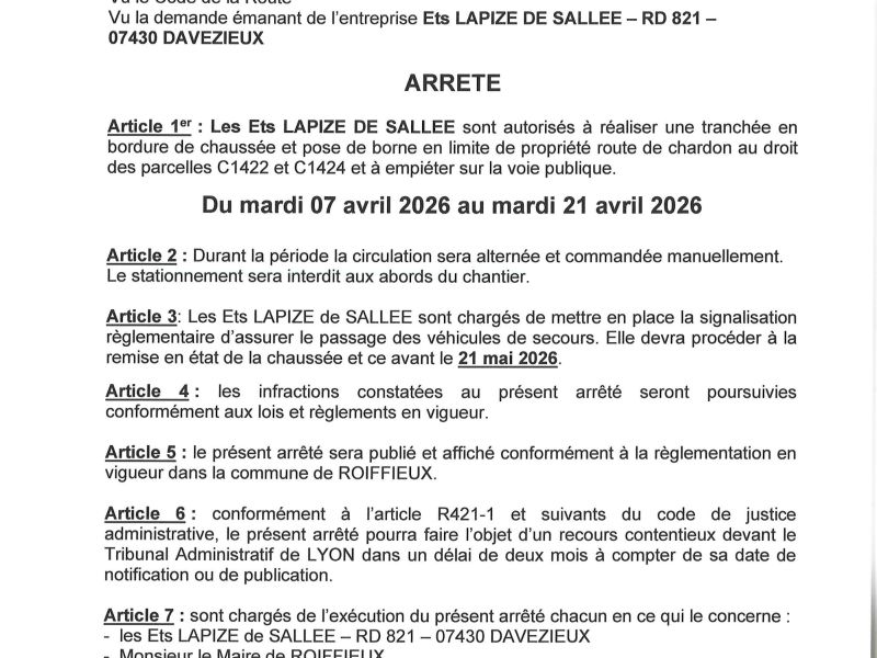 35/2026 LAPIZE DE SALLEE