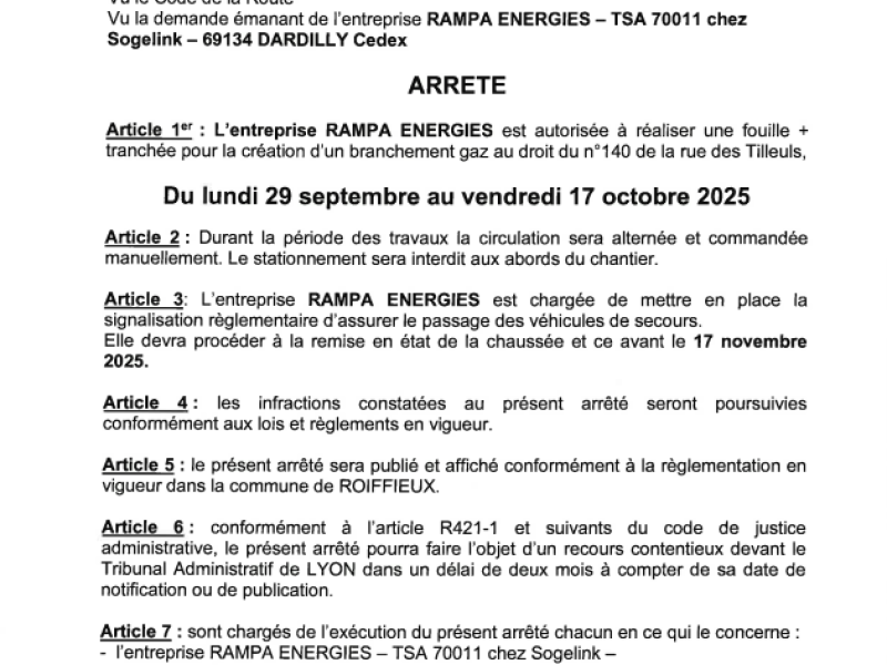 Arrêté du maire réglementant la circulation