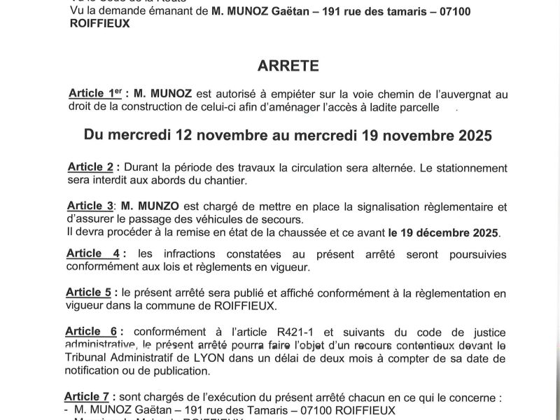 50/2025 TRAVAUX CHEMIN DE L'AUVERGNAT