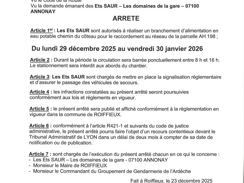 arrêté circulation