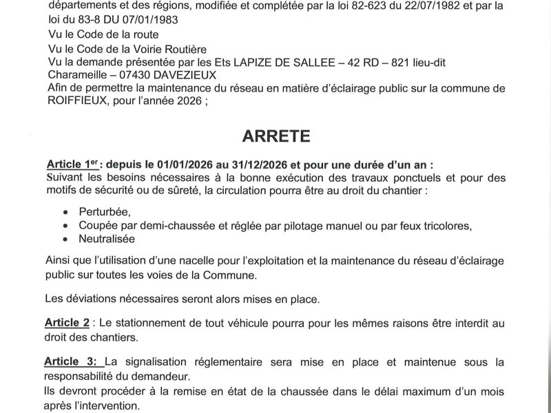 maintenance annuel du réseau d'éclairage public